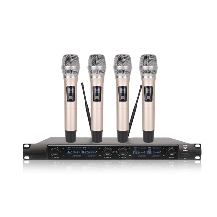 EPXCM/X-4600  ODM/OEM Professional 4 channel  handheld wireless moving coil microphone For Church  Home  Karaoke  Meeting