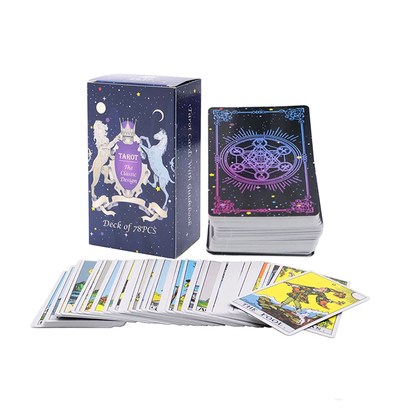 Custom Printed Both Sides Plastic Vintage Cute Tarot Cards With Book Manufacturer desgin tarot rider en Espaol style