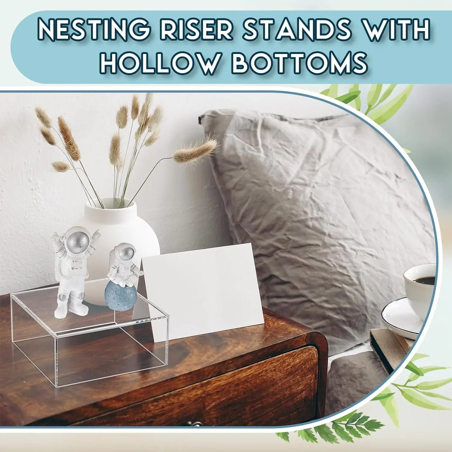 Clear Acrylic Cube 5 Sizes Display Nesting Risers with Hollow Bottoms Transparent Acrylic Boxes for Display and Table Decor