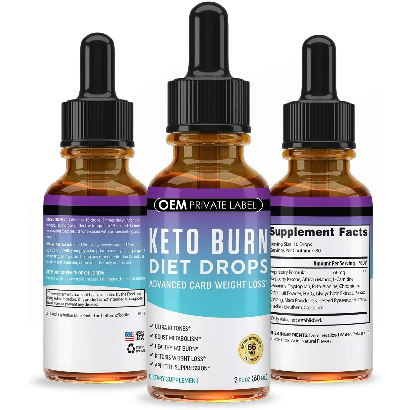 Private Label Slimming Ketone Loss Weight Drops Organic BHB Keto Diet Drops Fat Burner Metabolism Booster Liquid Keto Drops