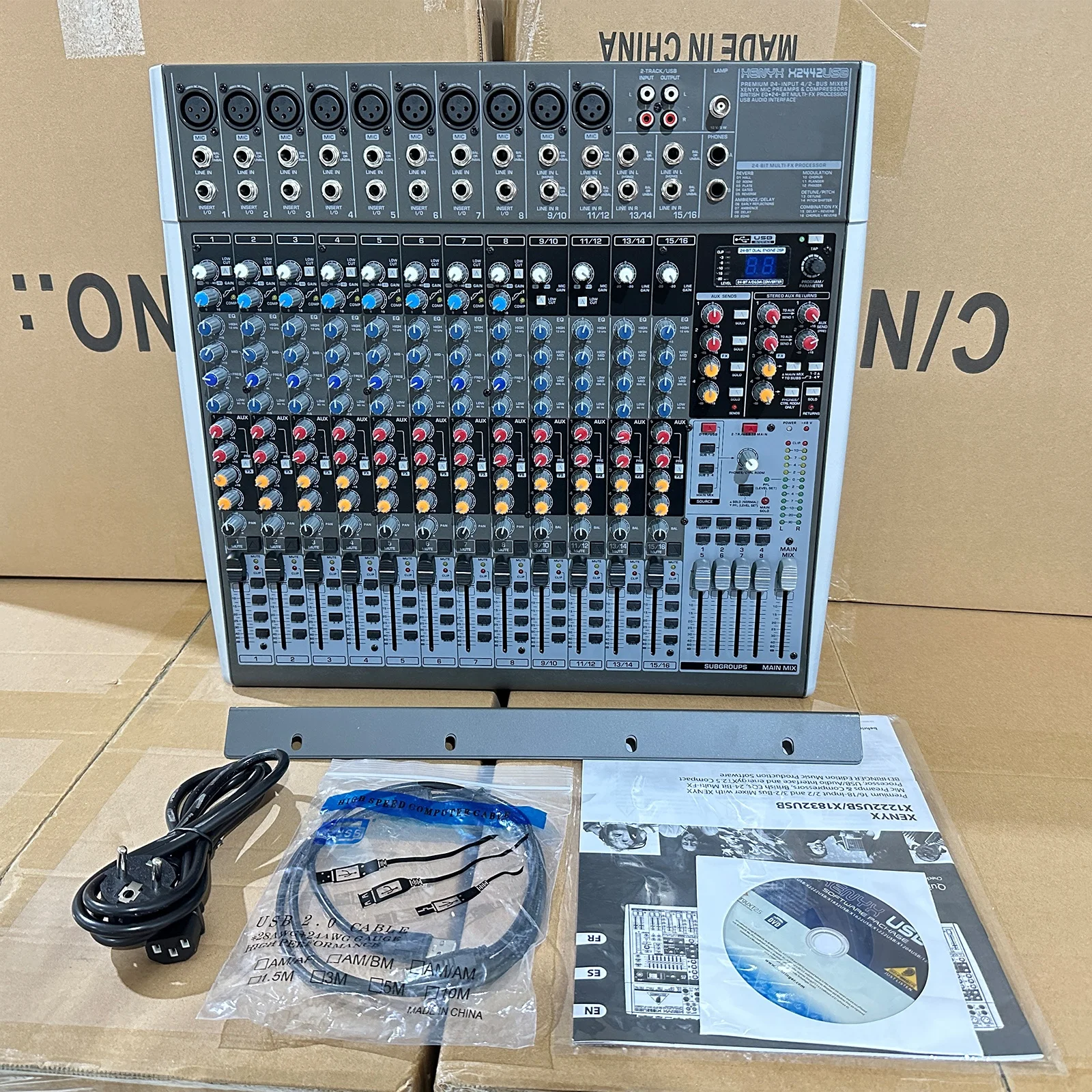 X2442USB Premium 24-Input 4/2-Bus Mixer with Mic Preamps/Compressors/British EQ 24-Bit Multi-FX Processor USB/Audio Interface