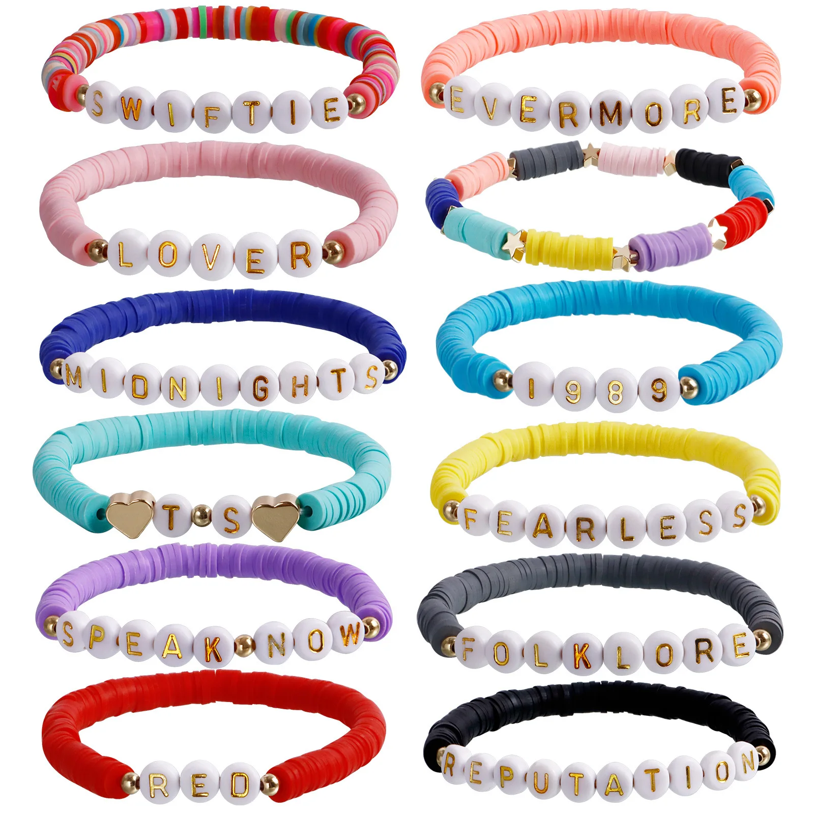 New Taylor Fans Bracelets God Filled Inspired Friendship Fearless Evermore Bracelet Set For Women Clay Heishi Beads Bracelet
