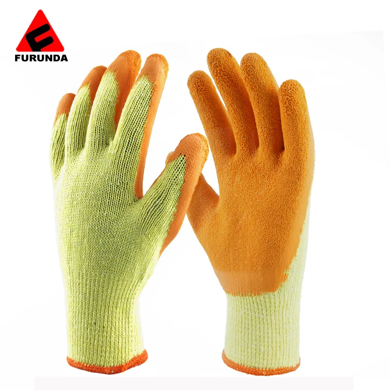 Factory production, Crinkle Latex Coated Gloves, Acceptance of Custom, Wholesale prices