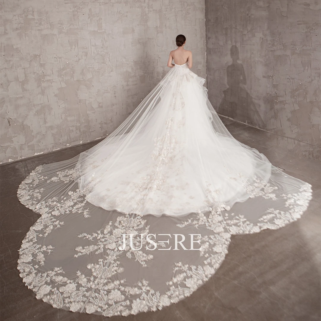 JUSERE Sweetheart Wedding Gown 2022 Lace Embroidery Beaded Bridal Gown Robe de Mariage with a Big Train