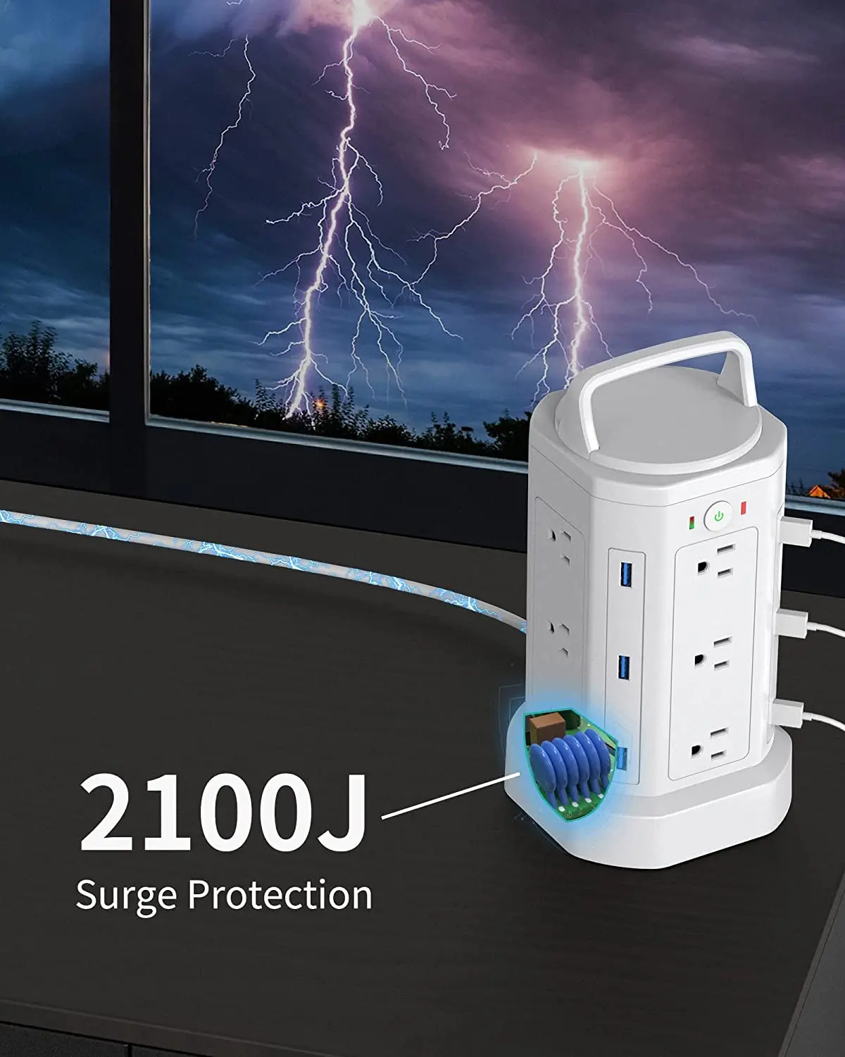 Superdanny US table mount multi plug usb socket outlet extender surge protector power strip with usb