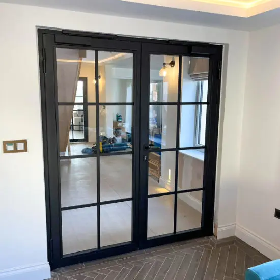 Popular customized wrought iron glass door interior screen hinged french style glass room door