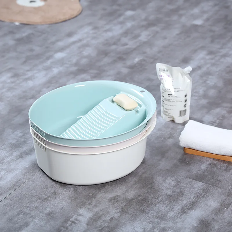 Nordic Creative Non Slip Mini Washboard Household Portable PP Plastic Students School Laundry Tub with Washboard