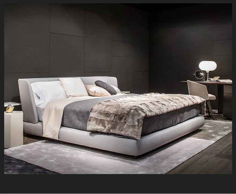 Современный итальянский дизайн тканевая кровать для спальни 1,8 м двуспальная кровать