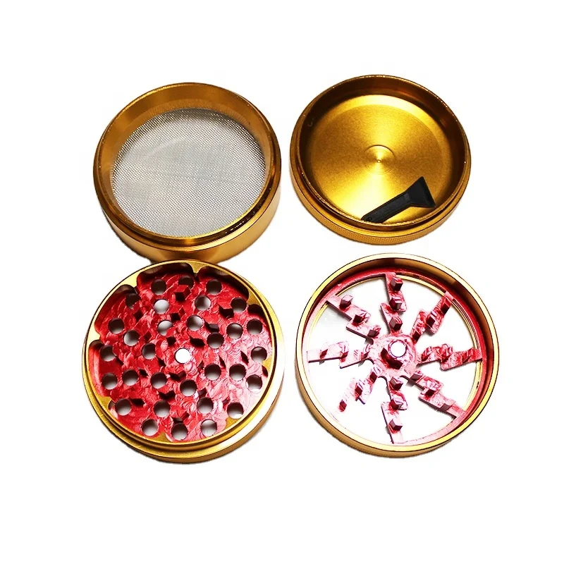 
 Пользовательская горячая Распродажа курительная мельница четырехслойная алюминиевая портативная молния травяная мельница  