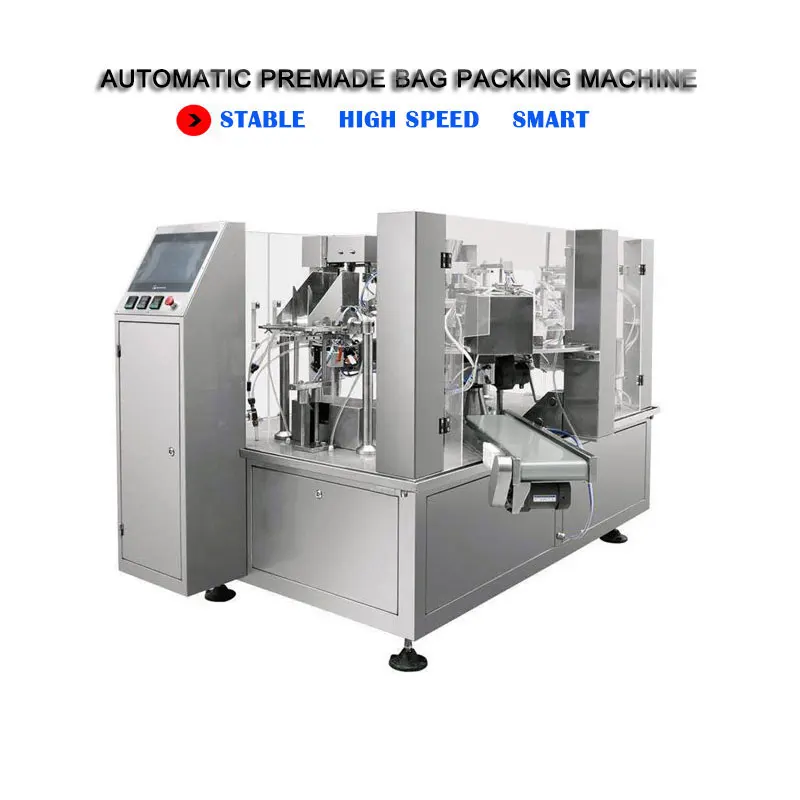 MEGA High Quality Automatic Rotary Pouch Ice Cube Sausage Frozen Meat Balls Filling Sealing Packaging Machine