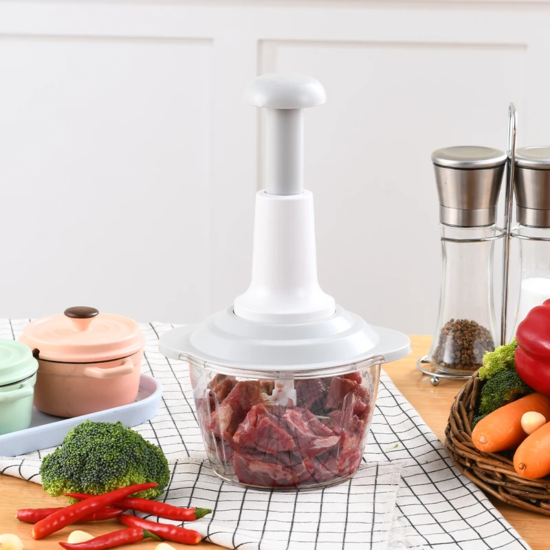 kitchen meat grinder veggies garlic onion cutter food processor manual push hand press vegetable chopper