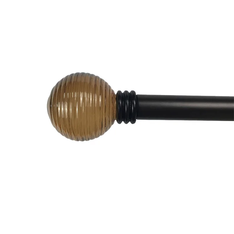 Hot sale curtain accessories rods crystal amber curtain finials with iron tube