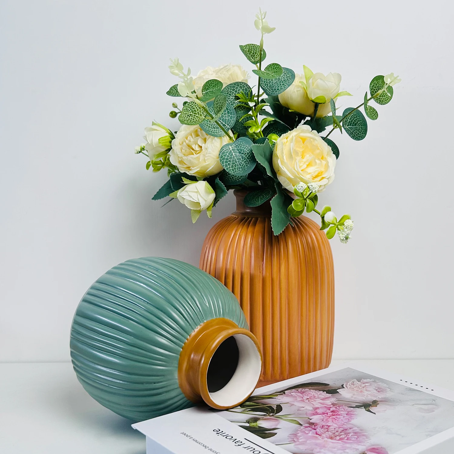 Американский Лидер продаж, большой полосатый декоративный резервуар для хранения воды, керамические вазы для сухих цветов