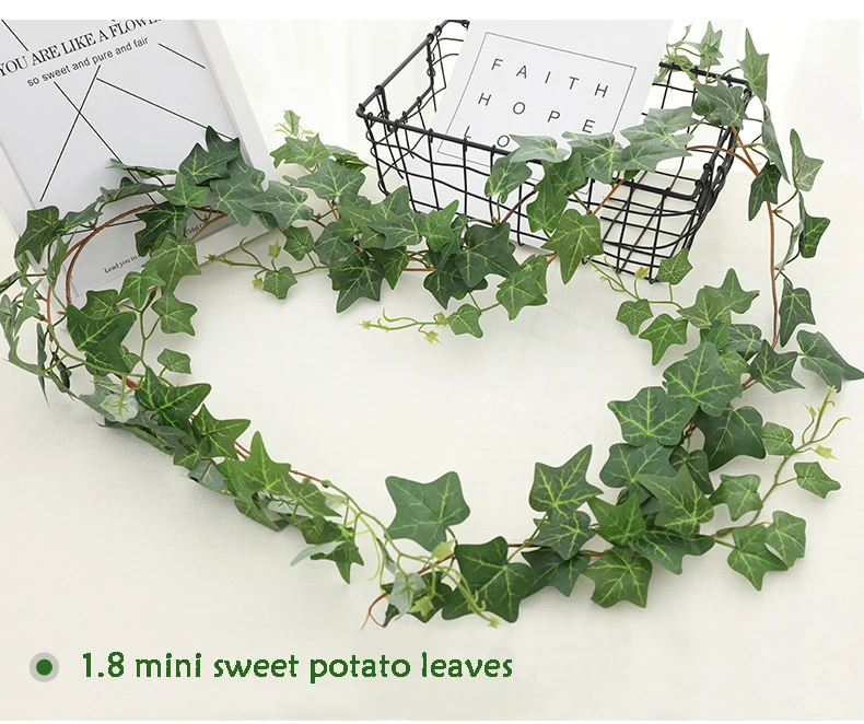 1.7M 1.8M Customizable Artificial ground melon leaf plant vine for garden wall decorative