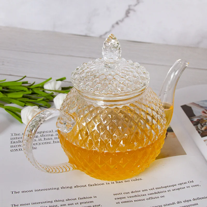 big size bamboo lid scented tea borosilicate glass teapot