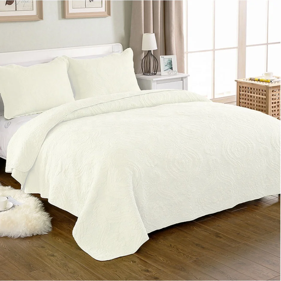 Однотонное домашнее покрывало из 100% хлопка с вышивкой размер Queen/King хорошее