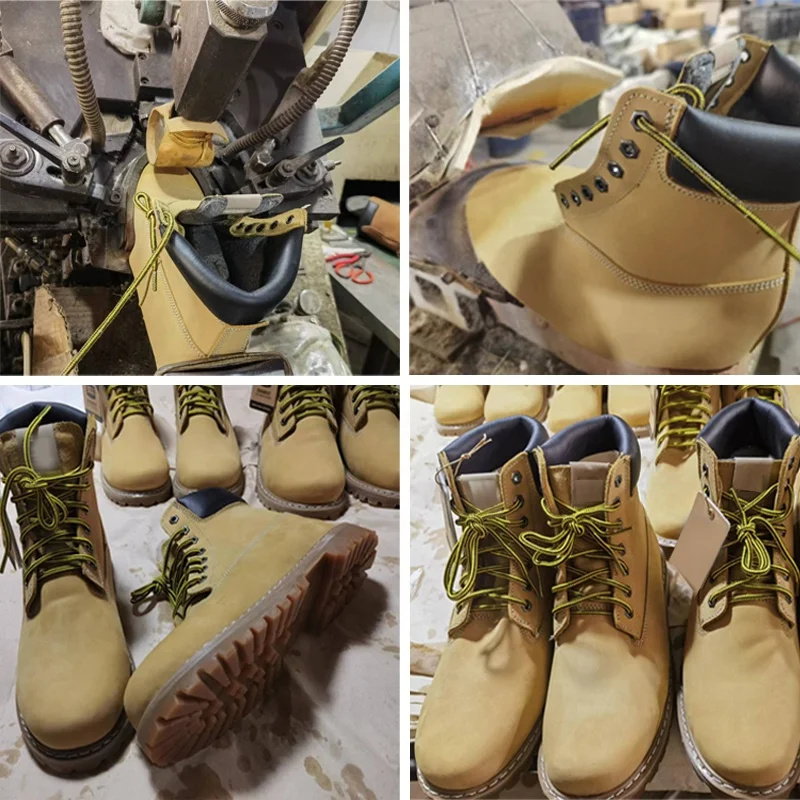 Goodyear Welt S3 ботинки до середины подошвы длинные стальные для мужчин коричневая промышленная зимняя обувь унисекс с резиновой сеткой