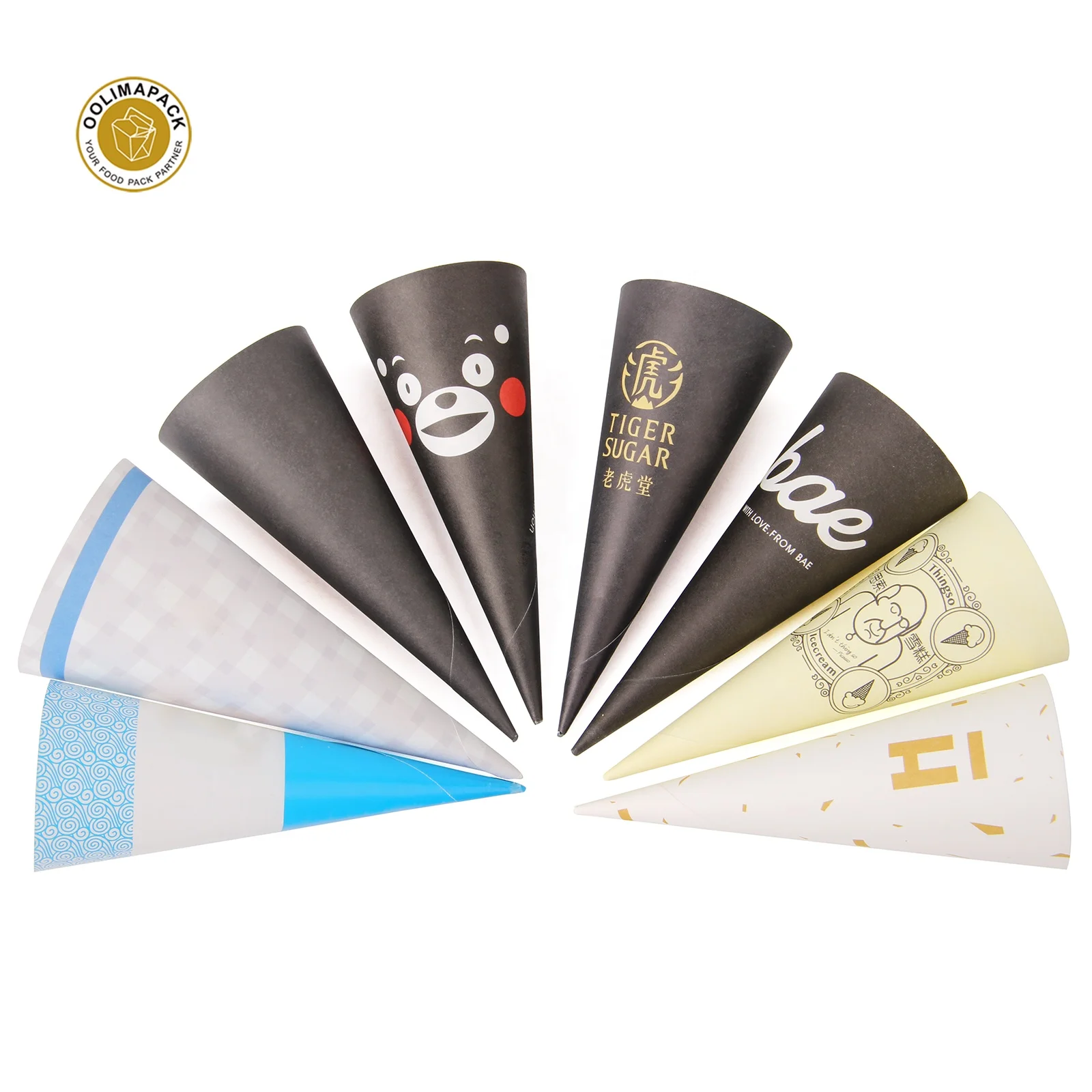 Free Sample Custom Recycled Ice Cream Paper Cone Sleeve