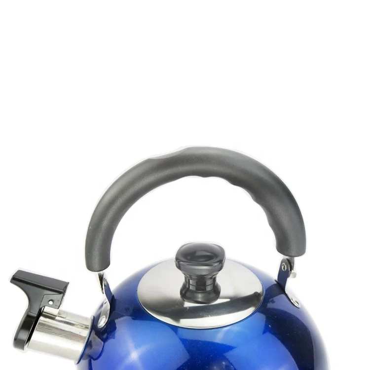 High quality colorized stainless steel metal flat bottom tea pot whistling kettle 3L for boiling water
