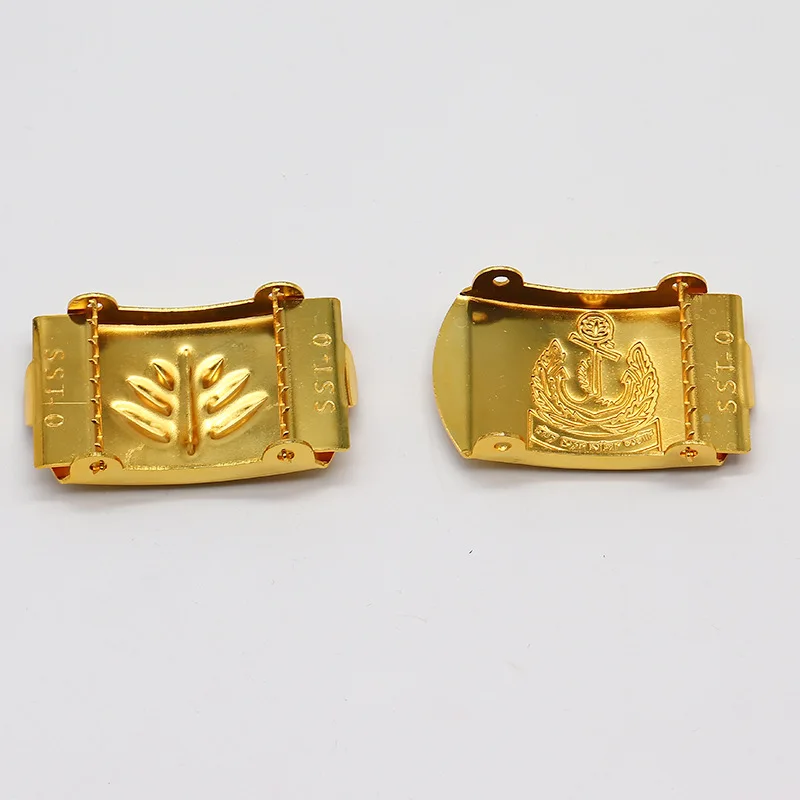 Customize Embossed Logo Solid Copper Golden Shiny Slide Pure Brass Buckle for Web Fabric Canvas Belt