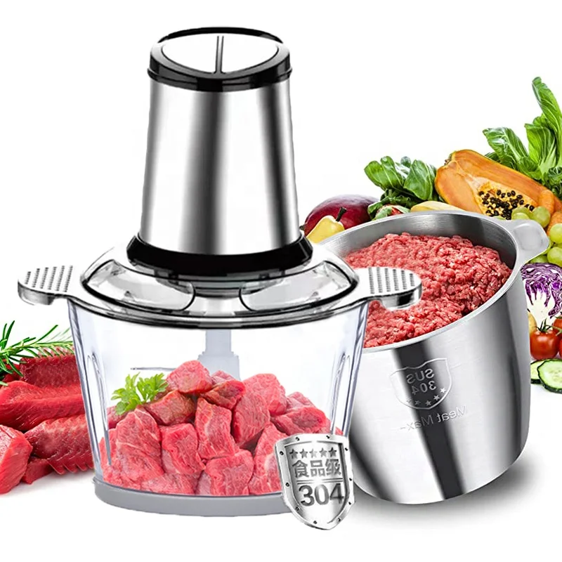 Хит продаж, новый измельчитель мяса 3 л, электрический кухонный комбайн, Мясорубка из нержавеющей стали