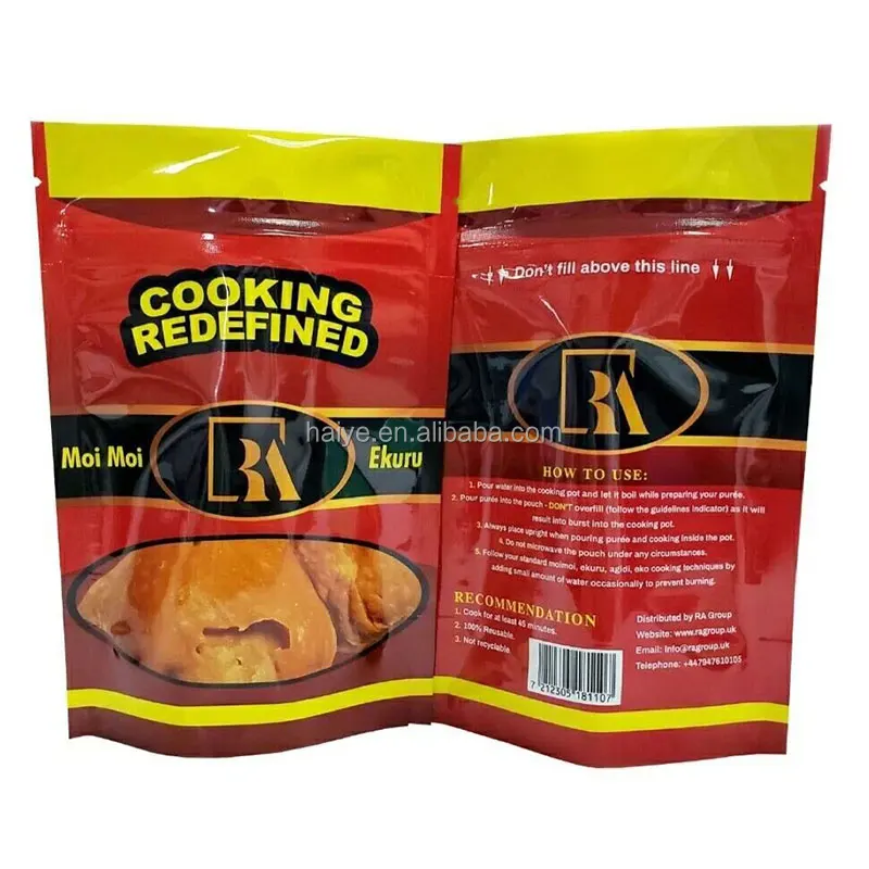 Stand Up Zipper Microwave Oven High Temperature Cooking Bags Retort Pouch For Organic Sauce Soup Moi Moi Bag