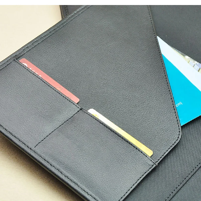 Classic Wholesale Genuine Leather Executive Folder Portfolio PU Leather A4 Document Holder Business Document Padfolio Folder