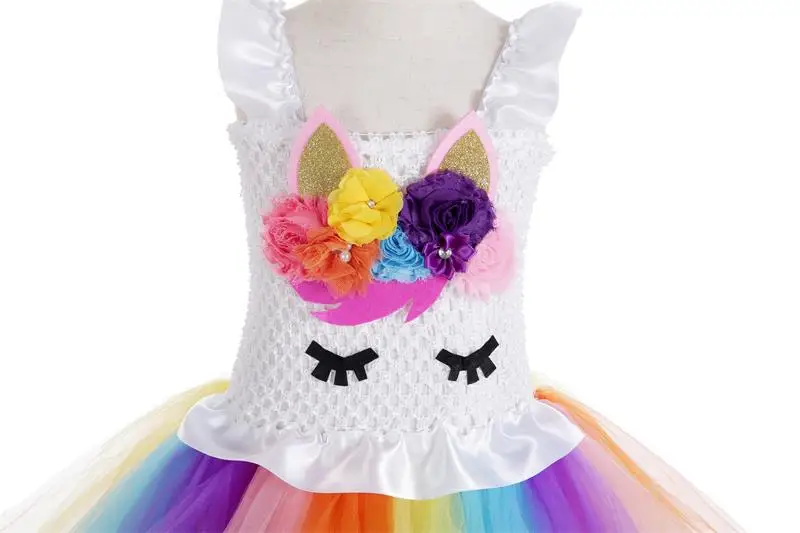 Good Selling Pastel Chiffon Tutu Dress Kids Ball Gown Party Unicorn Costume Outfit For Girls