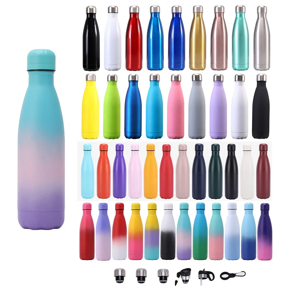 Custom logo 17oz 500ml thermal insulated sports gym flask double walled cola shape stainless steel water bottle