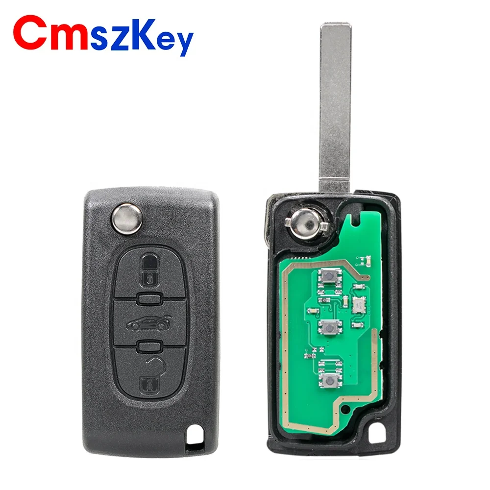 For Peugeot 107 207 307 308 407 607 Citroen C2 C3 C4 C5 C6 C8  3 BTN Remote Key  Fob 433Mhz  ASK FSK  CE0536  VA2 ID46 Chip