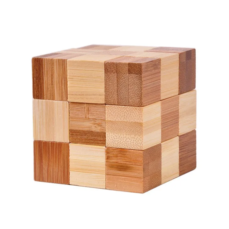 Custom Wooden Cube Puzzle kongming luban lock with Toys