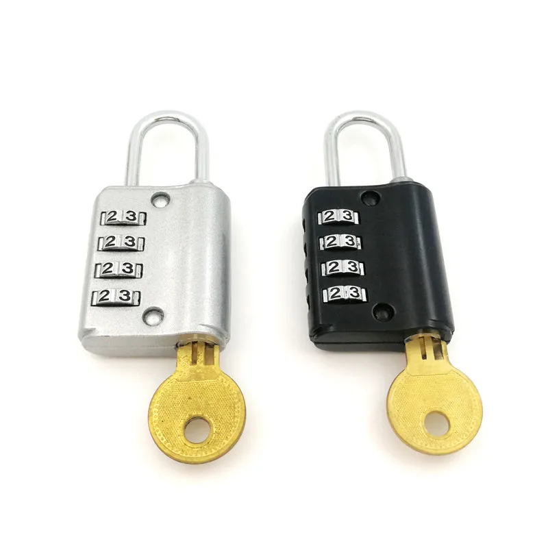 Top Quality Black 4 Digit Padlock Luggage Cabinet Gym Door Suitcase Password Code Lock Factory Supply Combination Lock with Key