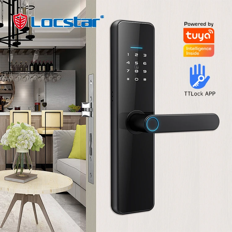 Electric Electronic Handle Digital Tuya Ttlock Cerraduras Inteligentes Con Wifi Keys Fingerprint Interior Zigbee Door Locks