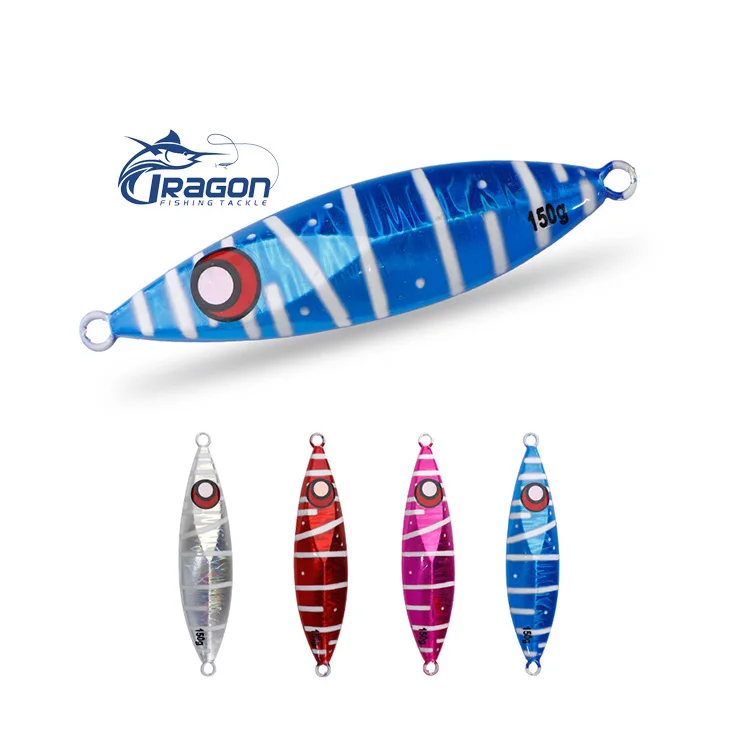 Seawater Slow Pitch Jigging Luminous Tuna Bait Dragon45 jigs  with 2 assist hooks 80 100 120 150 200g slow jigging  fishing