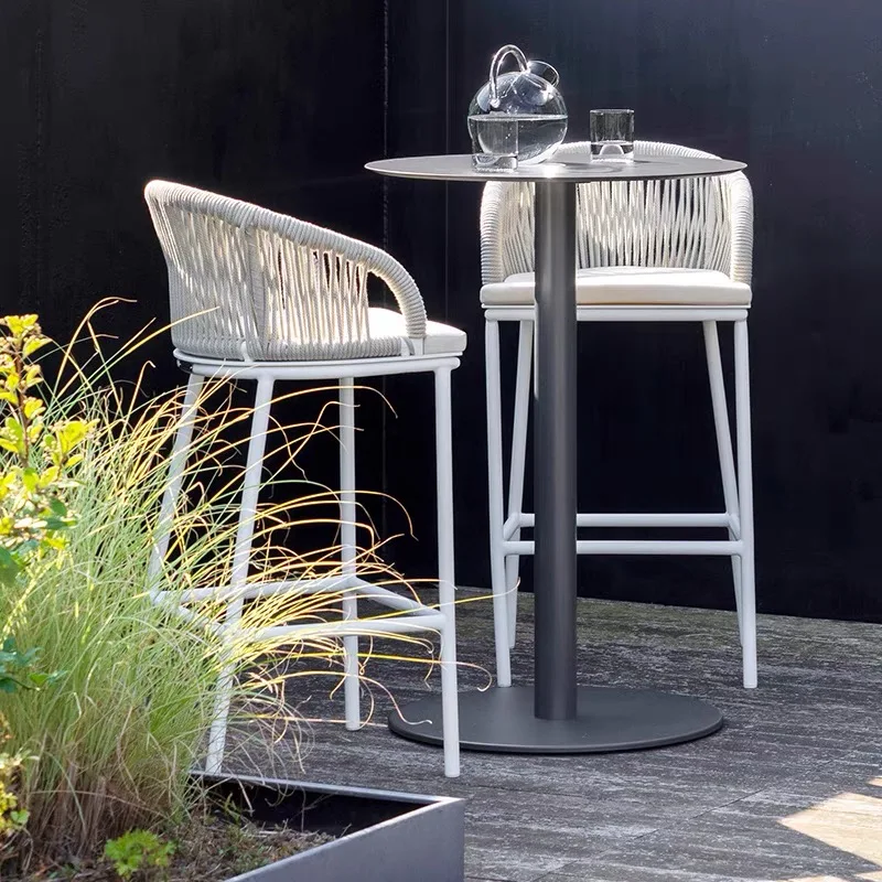 kitchen and outdoor velvet bar rattan chair with arms stools grey
