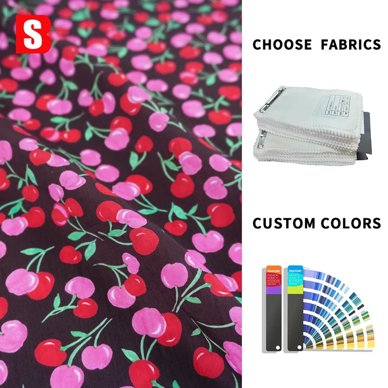 Bessi Textile Custom Digital Fashion Fruit Printed 85gsm 100% Lyocell Plain Soft Fabric For Dress