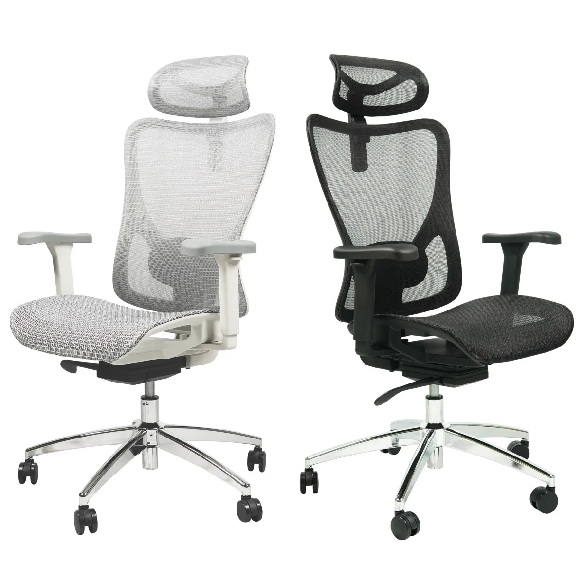 Anji Grey Ergonomic  Computer desk Chair with Full Mesh Seat Adjustable Height Headrest Armrest Lumbar Support for Home Office