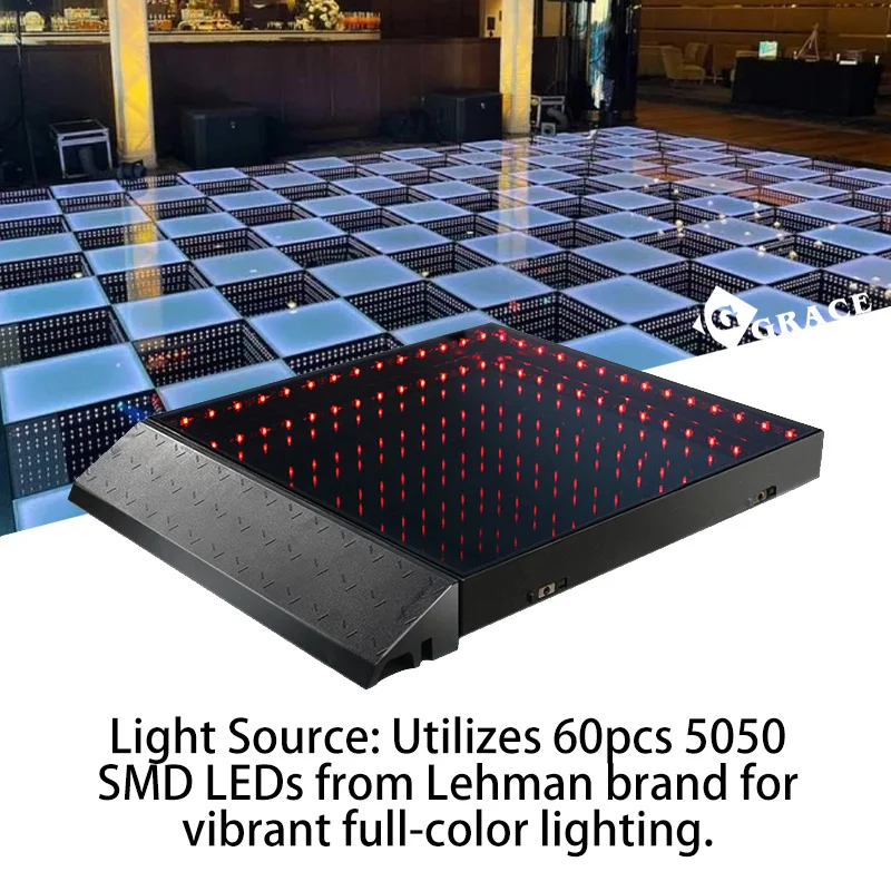 Igracelite Tempered Glass Panel Waterproof 3d Led Mirror Abyss Dance Floor Magnetic Infinity Diy Led Dance Floor