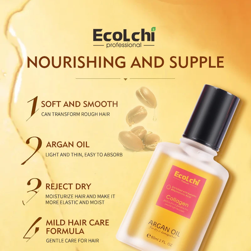 Ecolchi hot selling brand Morccan Hair Care Essential Oil Best Styling Care Products Organic Treatment Hair Serum Oil