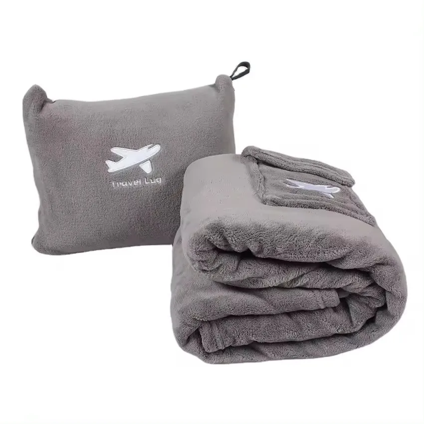 Luxury Soft And Foldable Easy Carry Custom Logo 2 In 1 Pillow travel blanket and pillow