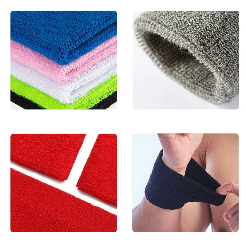 Embroidery Bulk Recycled Soft Cotton Fitness Terry Cloth Knitted Athletic For Custom Logo Exercise Sweatband Wristband
