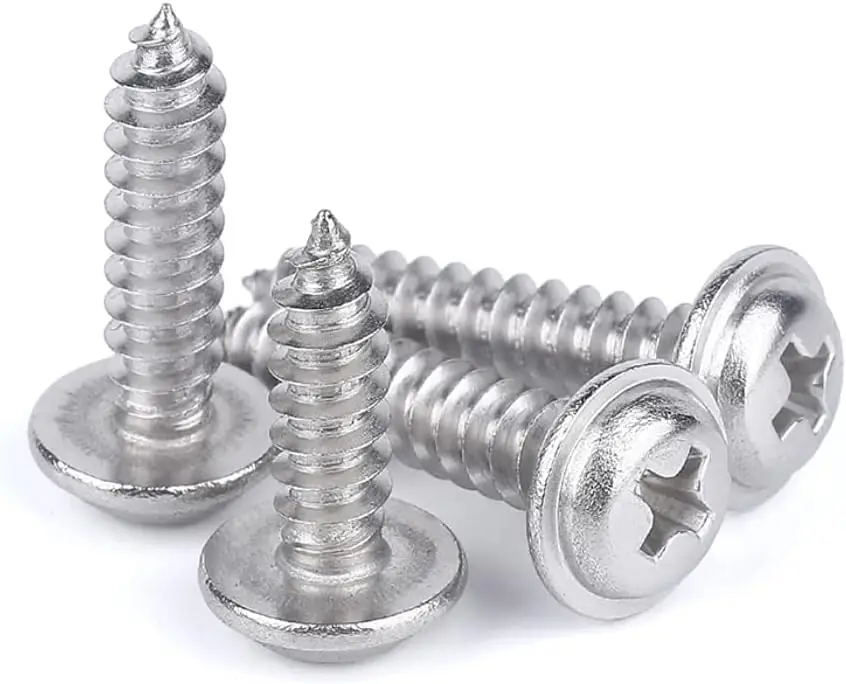 Pan head DIN968 304 410 Stainless Steel self tapping screw with washer metal thread forming screw