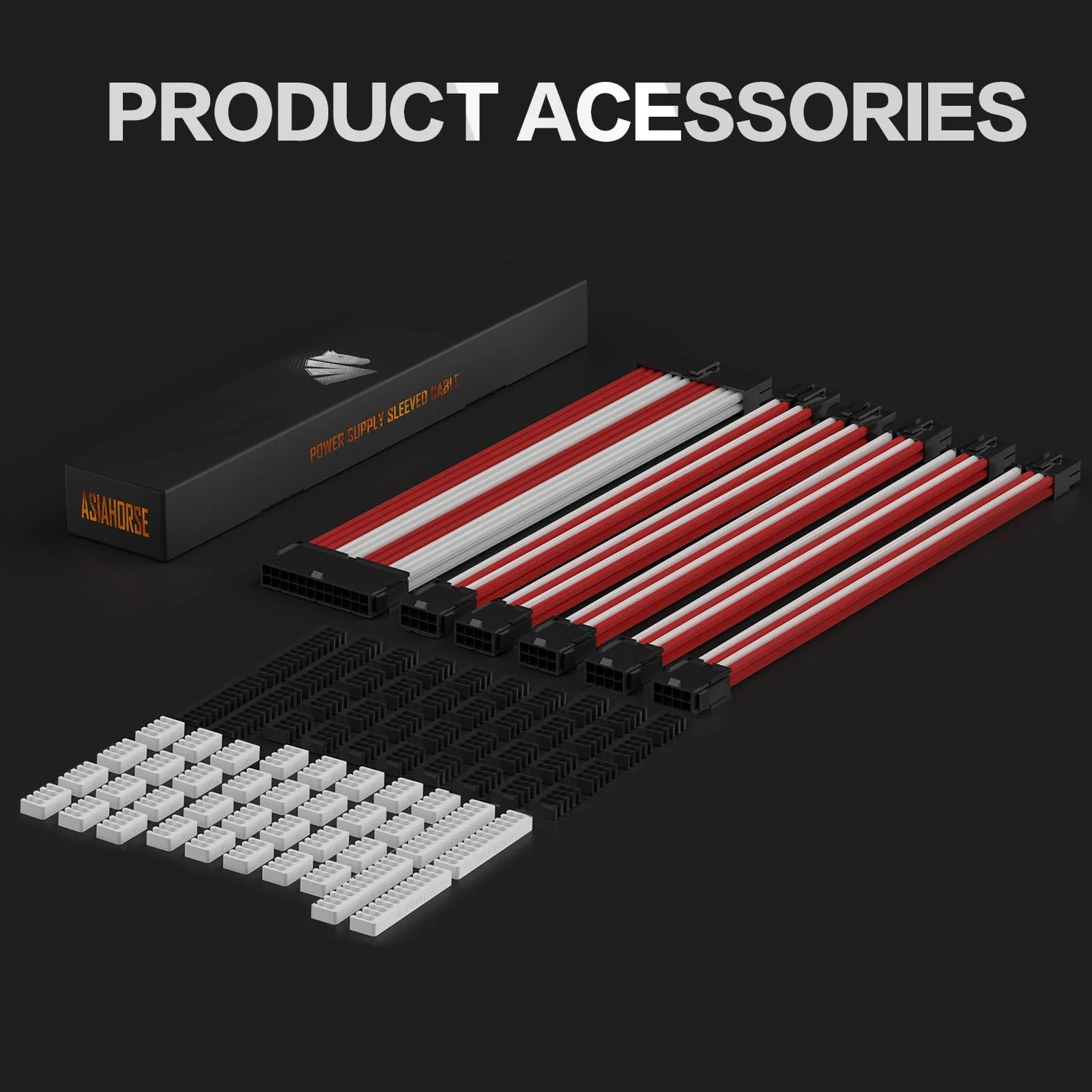 Power Supply with Extra-Sleeved 24-PIN 6-PIN 4+4 PIN Sleeve Extension Power Supply Cable Kit