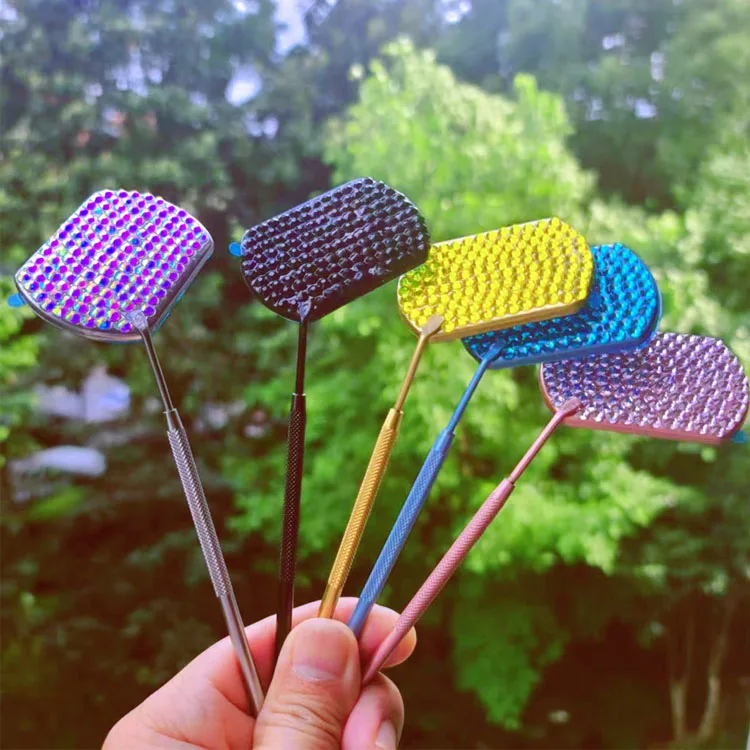 Square Makeup heart Kitty Diamond setting Mirror for Eyelash Extension Handheld with Handle Hand Mirror lash Salon Mirrors