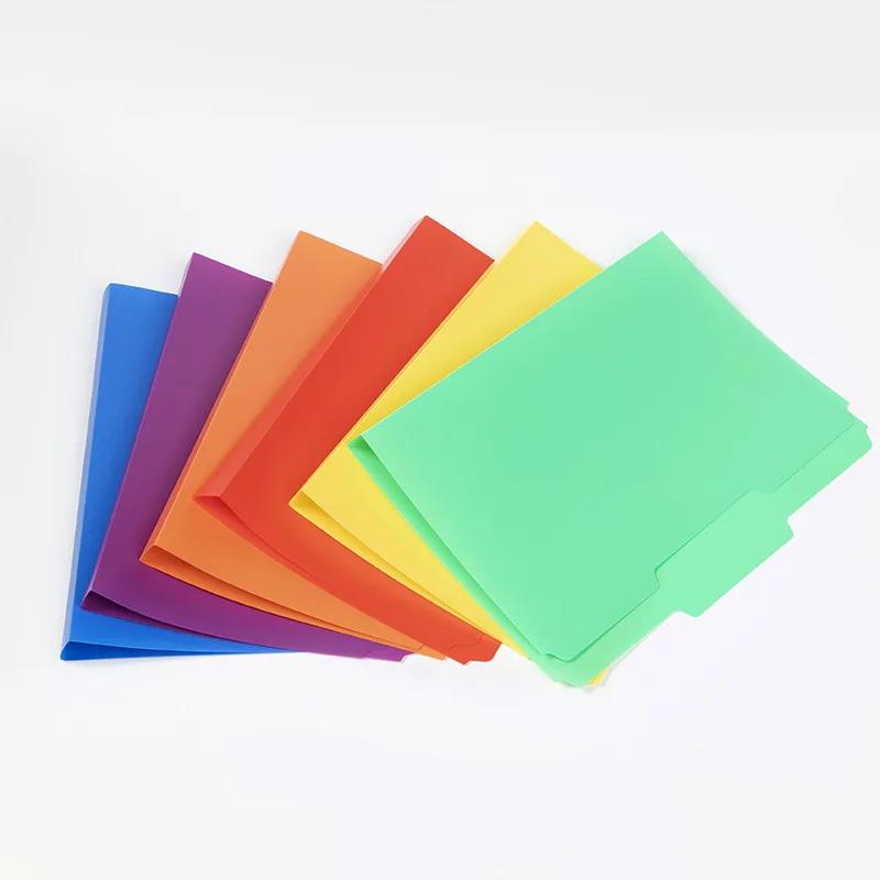 Plastic Manila File Folders Letter Size Poly Filing Folders Colored Heavy Duty 1/3 Cut Tab for School