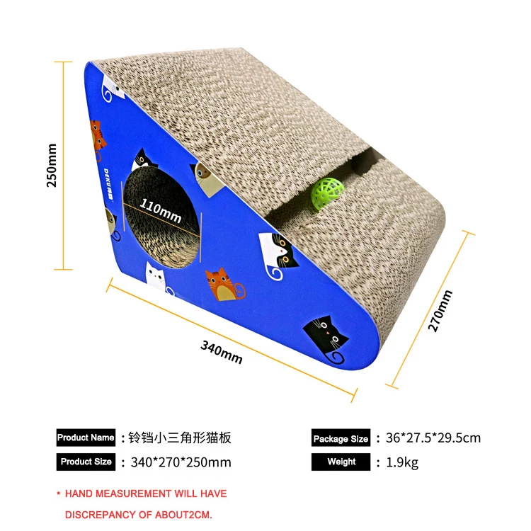 Triangle indoor cat house corrugated cat scratcher toys