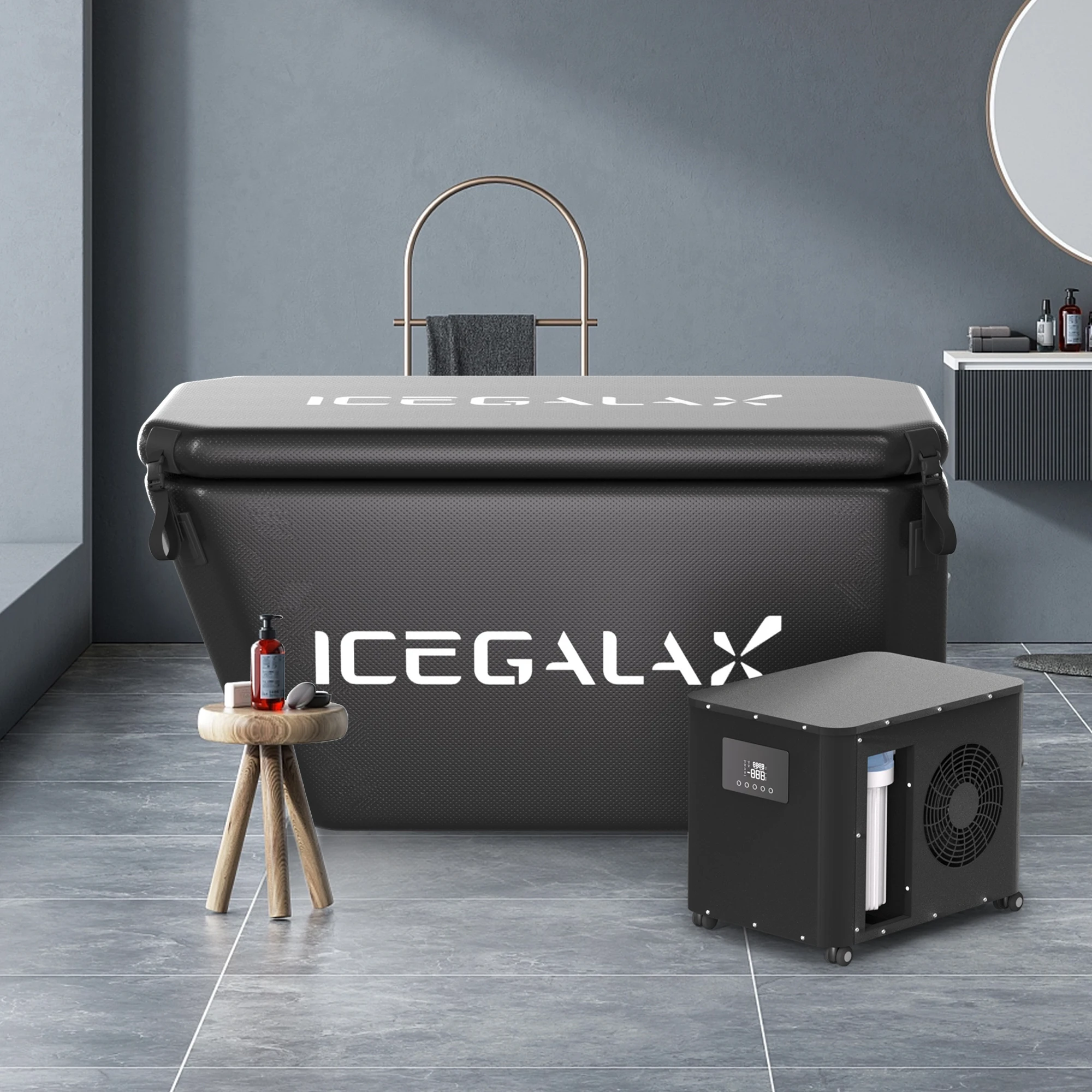 ICEGALAX Angled Ice Bath Tub Portable PVC Cold Plunge Tubs Inflatable Ice Bathtubs for Cryotherapy Athletes Recovery