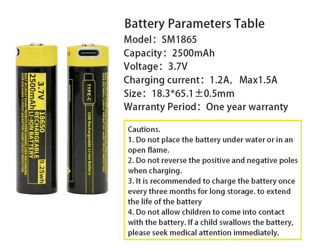 18650 Rechargeable Battery Lithium 3.7V 2500mAh 3000mAh 3500mAh