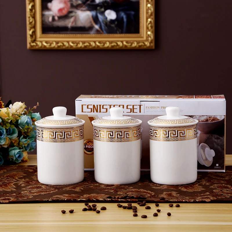 
Set of 7 flower decal porcelain canister jars food ceramic canister set 