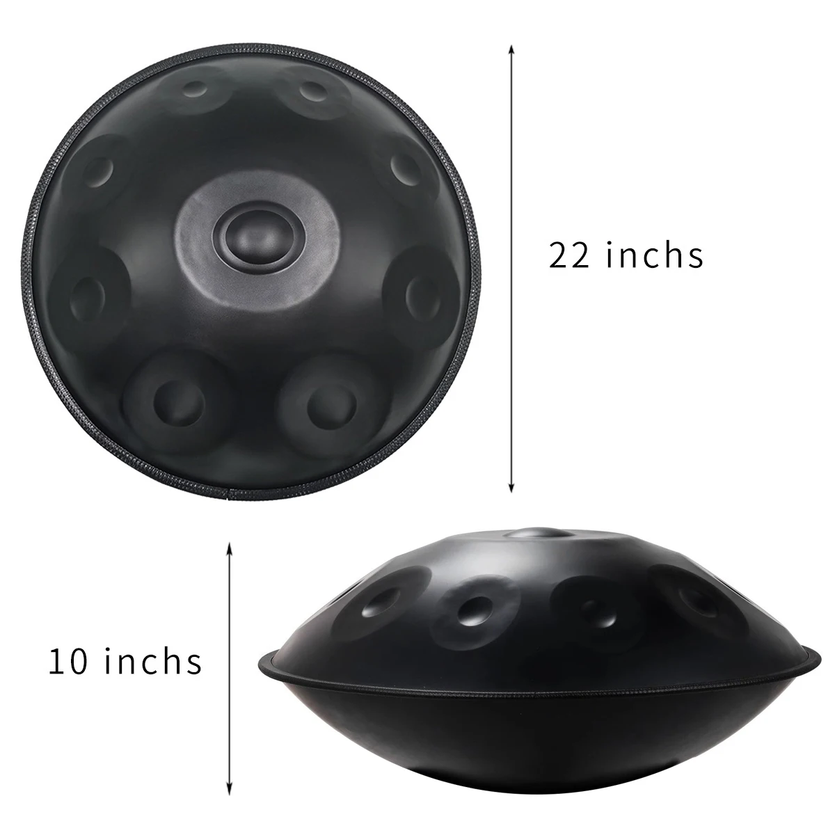 Handpan 9 notes 22inch Diameter 440Hz HANDPAN Stainless Steel Material black Color 9 Note/10 Note D Minor 56cm Diameter Standard